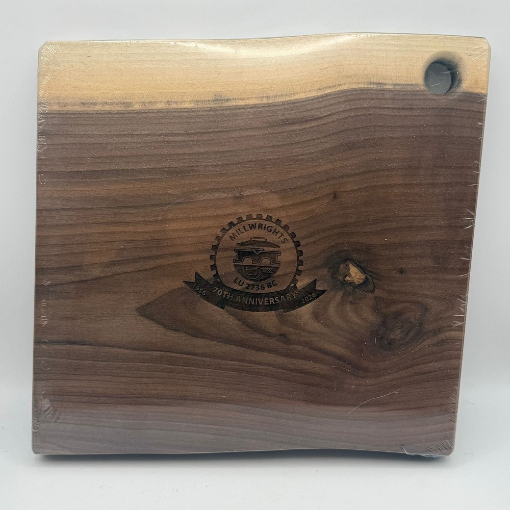 Millwrights LU 2736 BC 70th Anniversary Live Edge Walnut Wood Cutting Board NEW